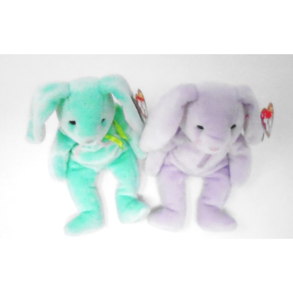 2 Vintage Easter Ty Beanie Babies with Tags Hippity & Floppity - Picture 2 of 7